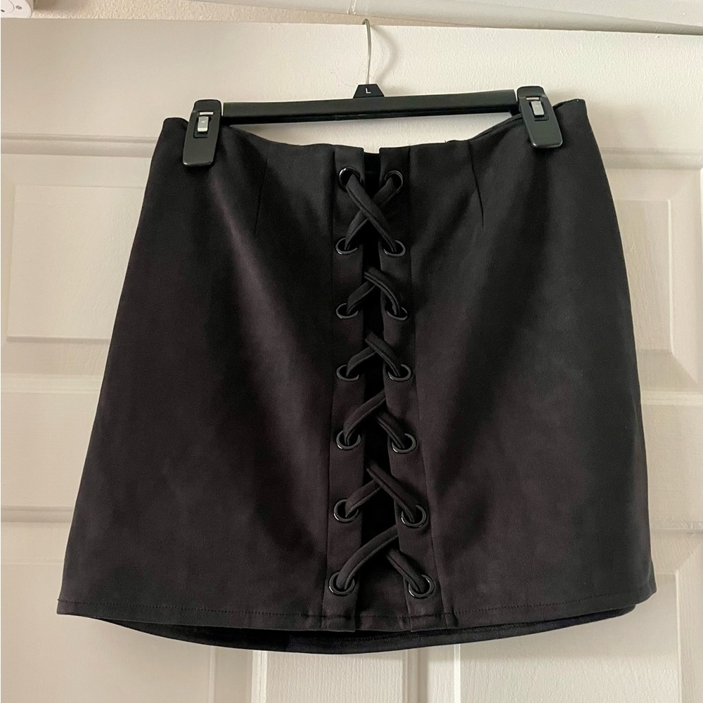 Dark Gray Shinestar Suede Skirt